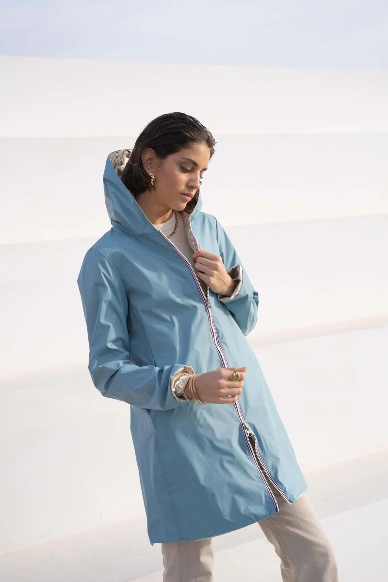 Imperméable réversible long