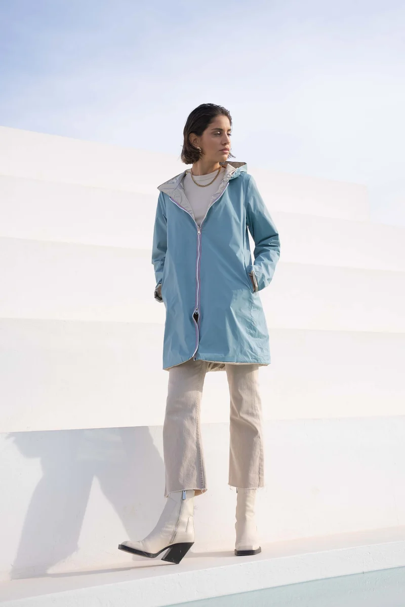 Imperméable réversible long
