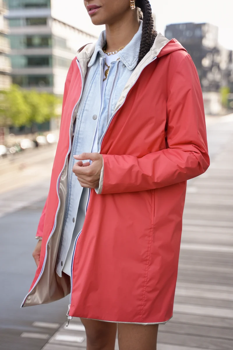 Imperméable réversible long