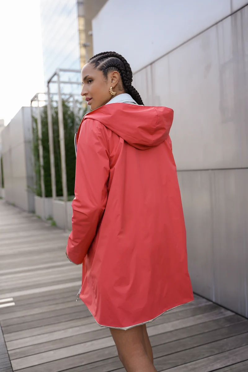 Imperméable réversible long