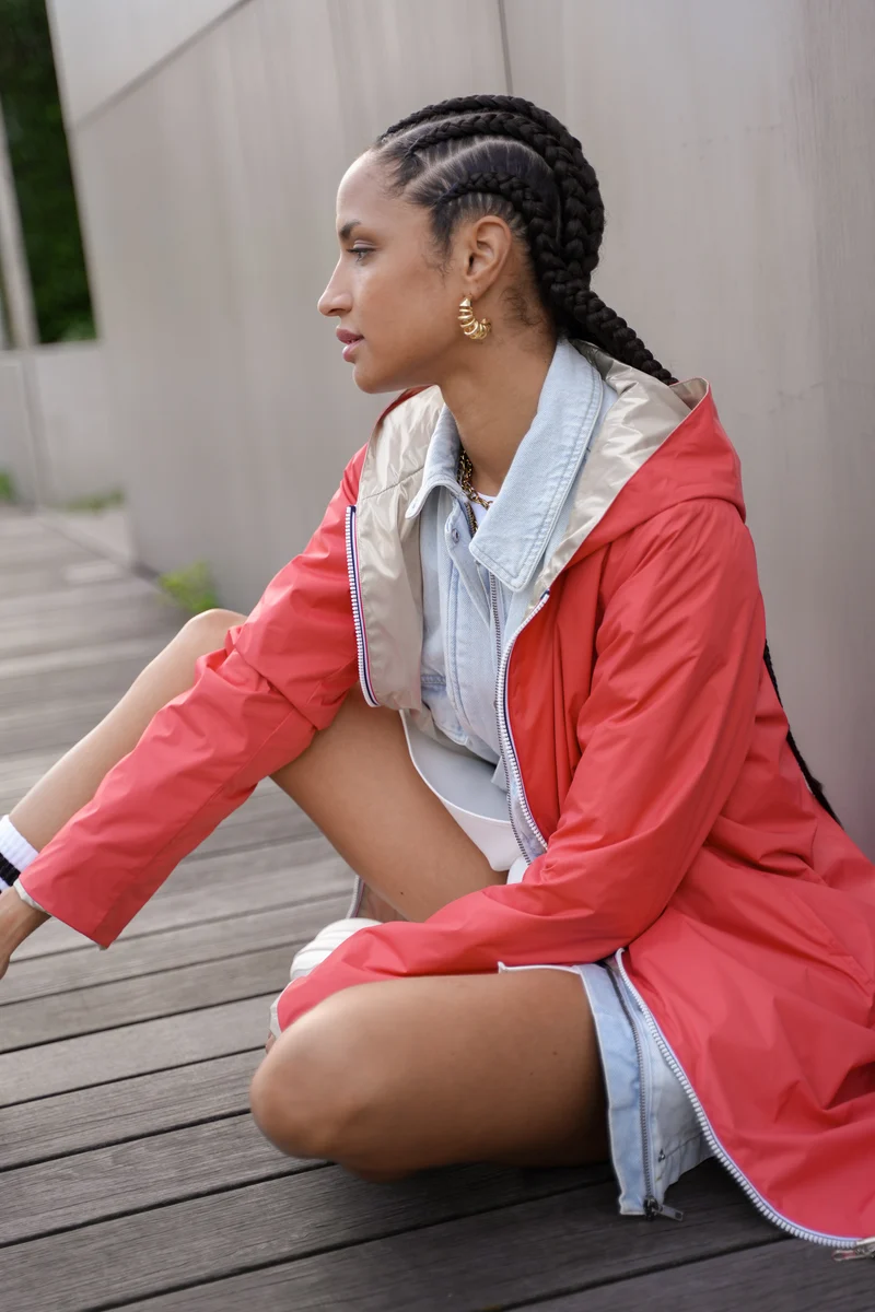 Imperméable réversible long