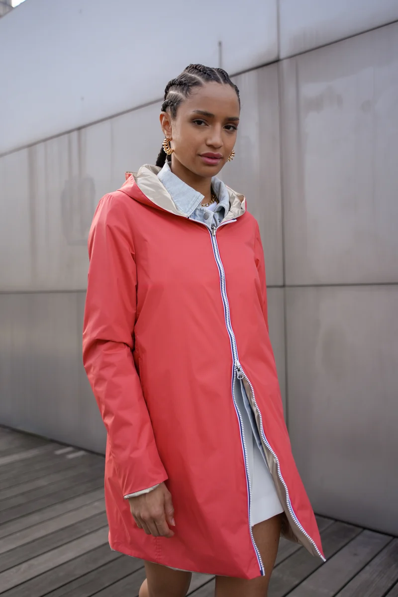 Imperméable réversible long