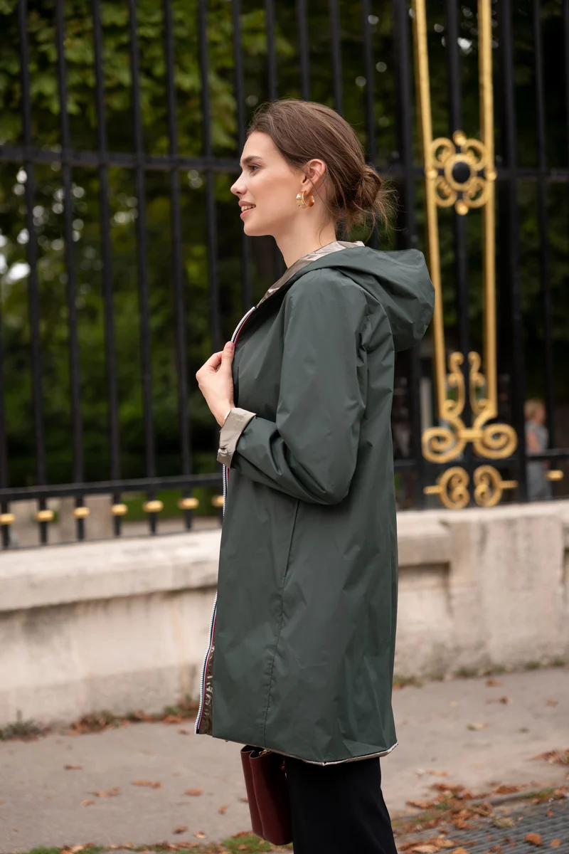 Imperméable réversible long