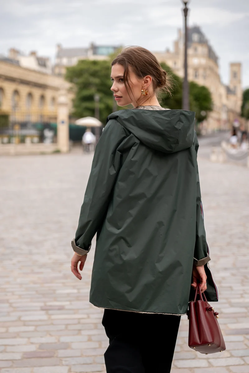 Imperméable réversible long