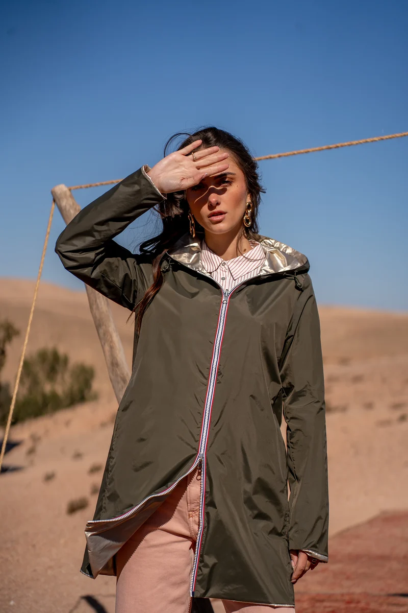 Imperméable réversible long