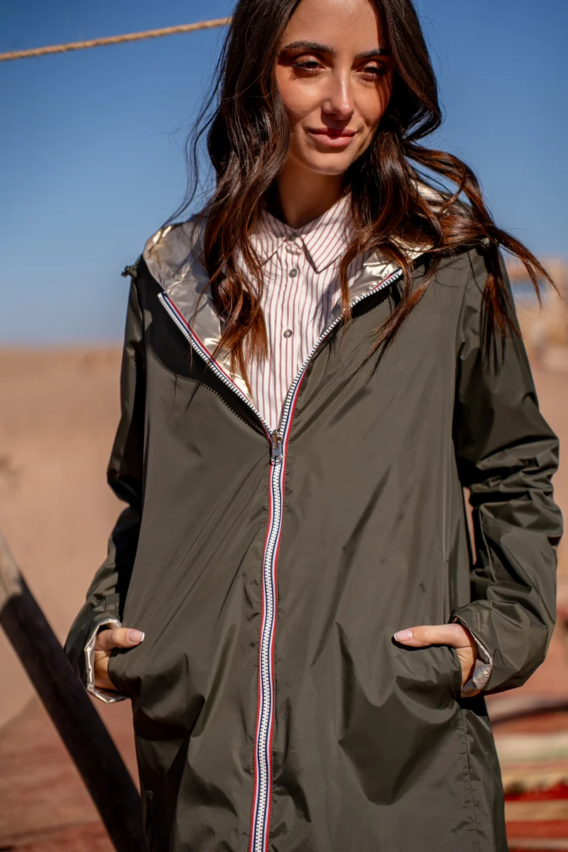 Imperméable réversible long