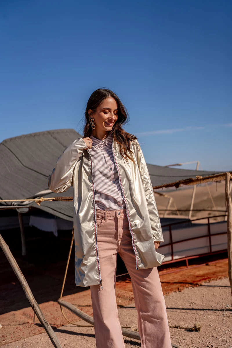 Imperméable réversible long