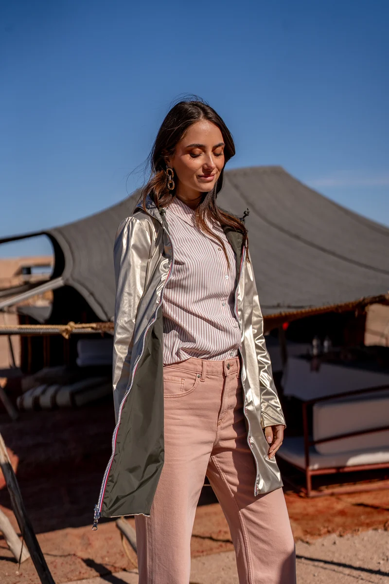 Imperméable réversible long