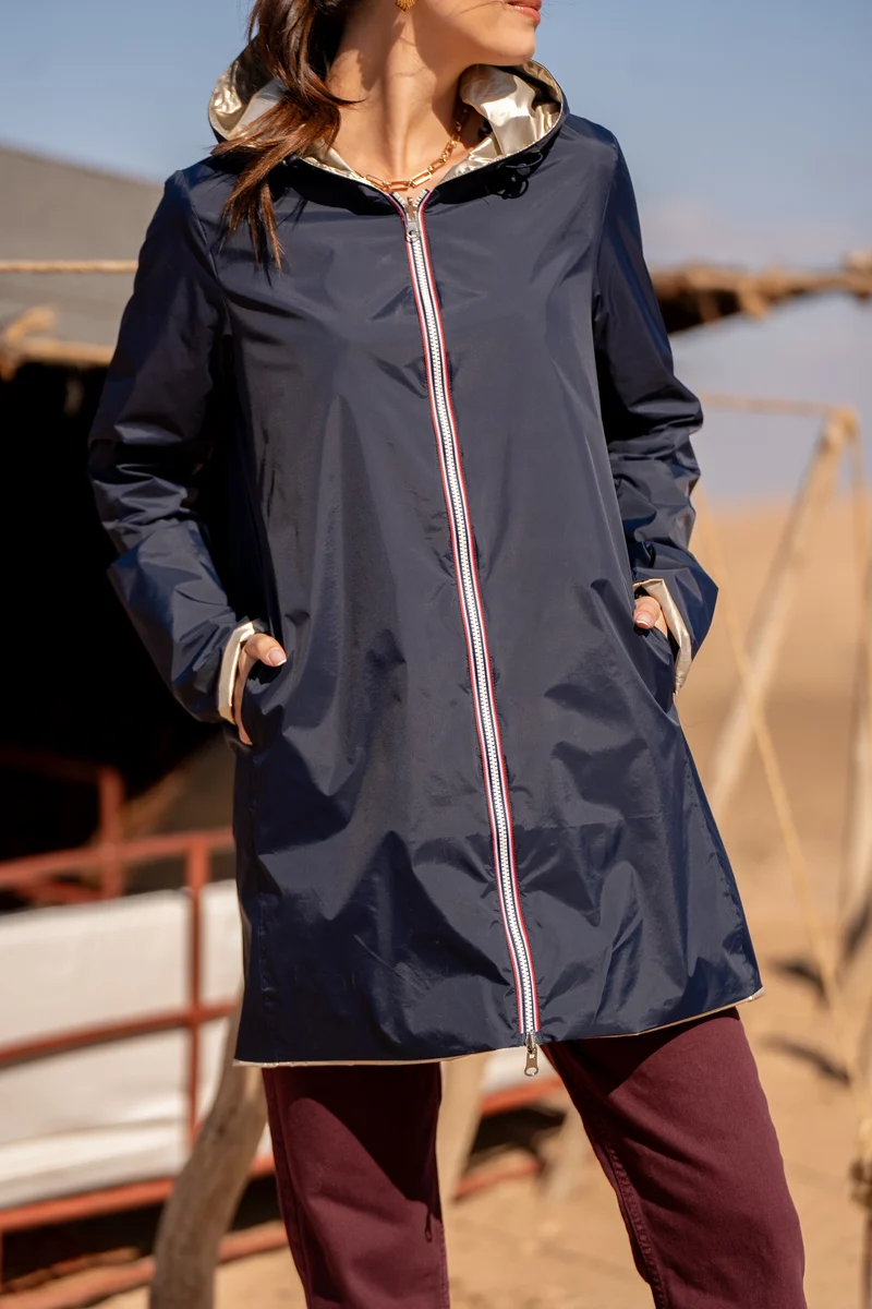 Imperméable réversible long