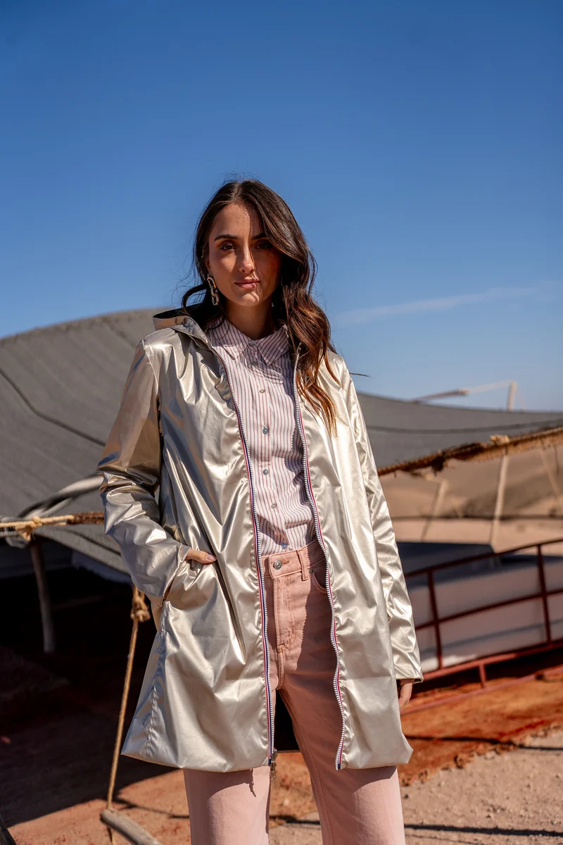 Imperméable réversible long