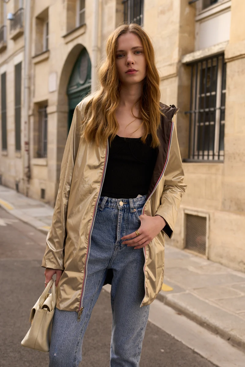 Imperméable réversible long