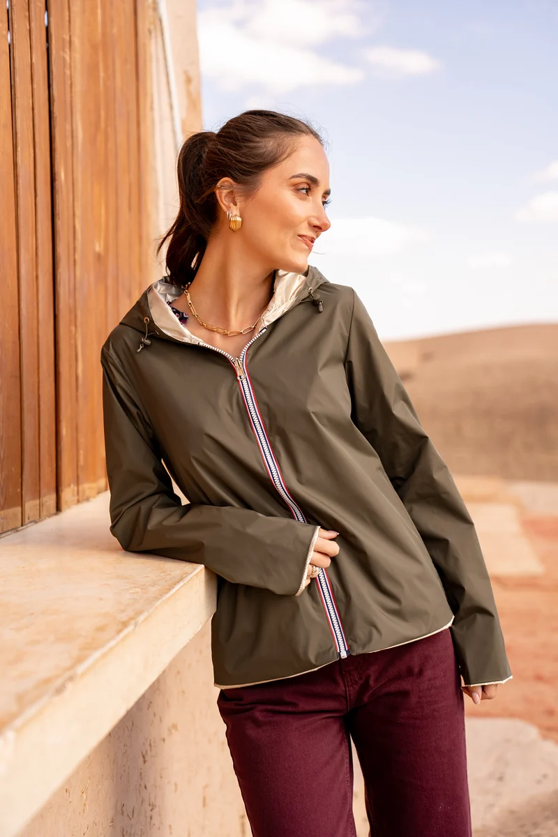 Imperméable réversible court