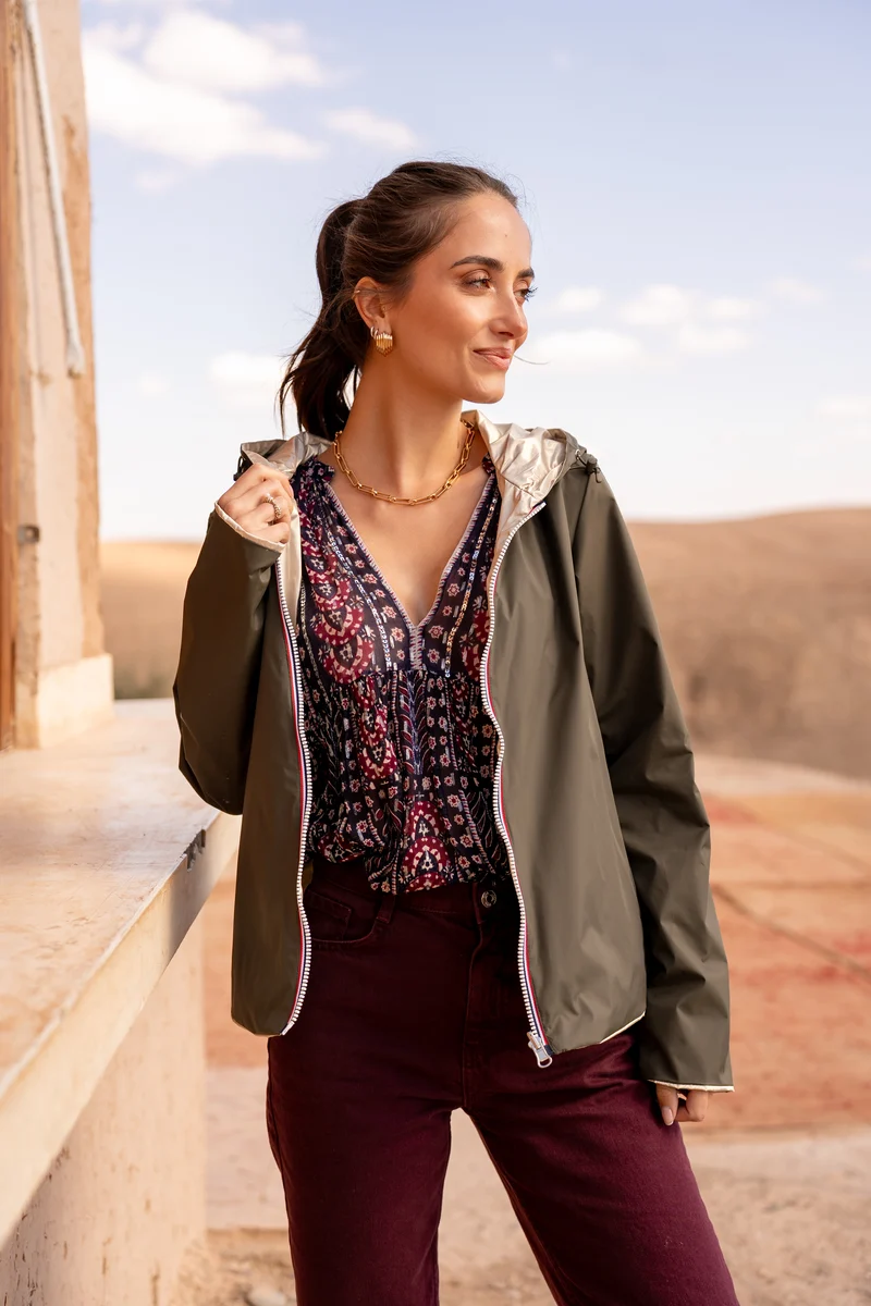 Imperméable réversible court