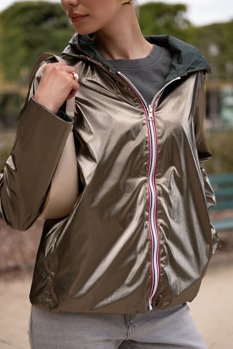 Imperméable réversible court