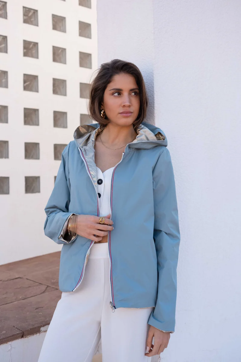 Imperméable réversible court