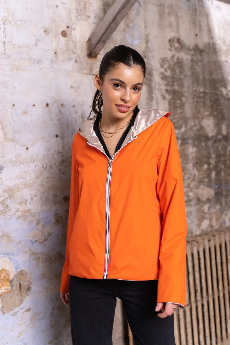 Imperméable réversible court
