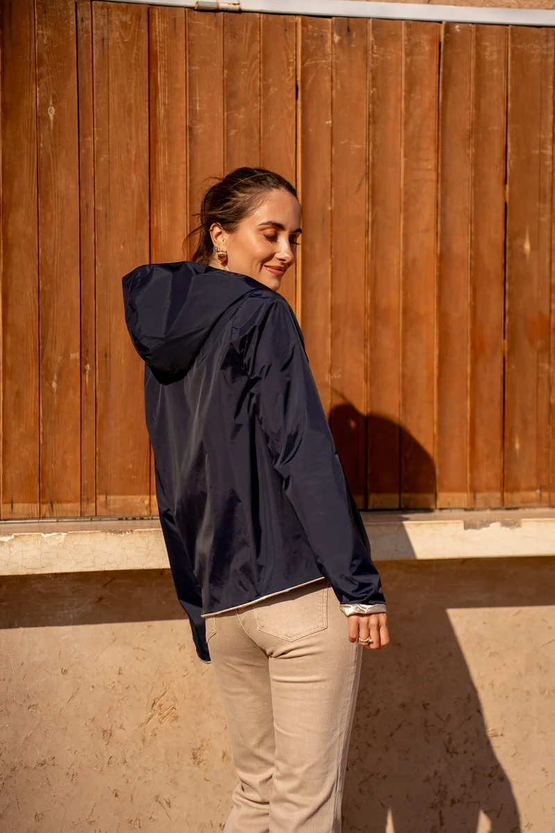 Imperméable réversible court