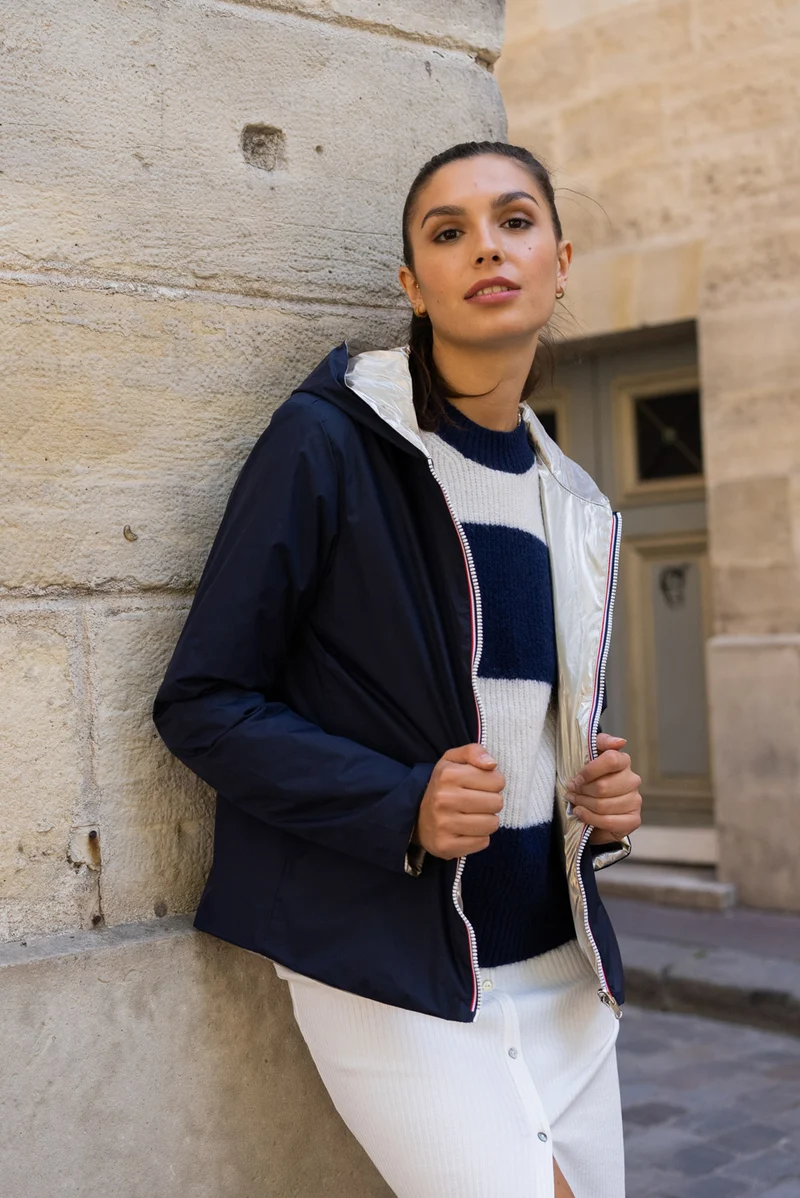 Imperméable réversible court