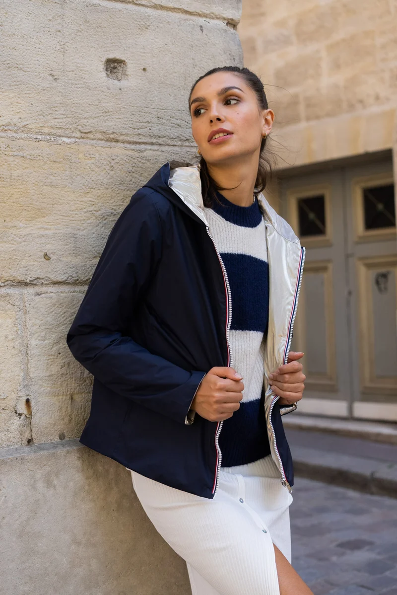 Imperméable réversible court