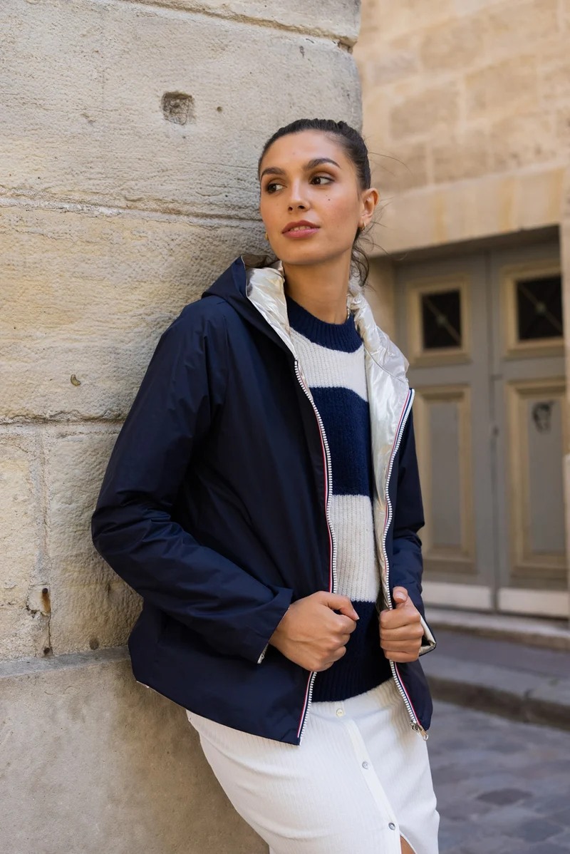 Imperméable réversible court