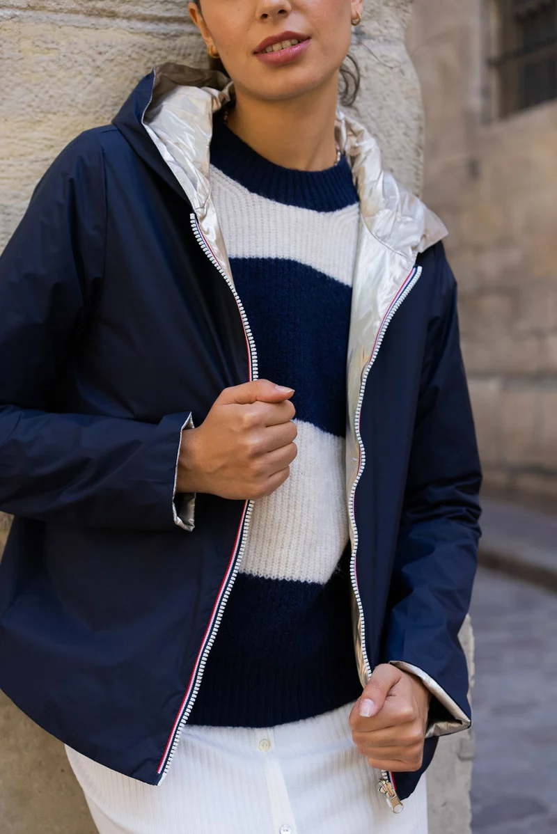 Imperméable réversible court