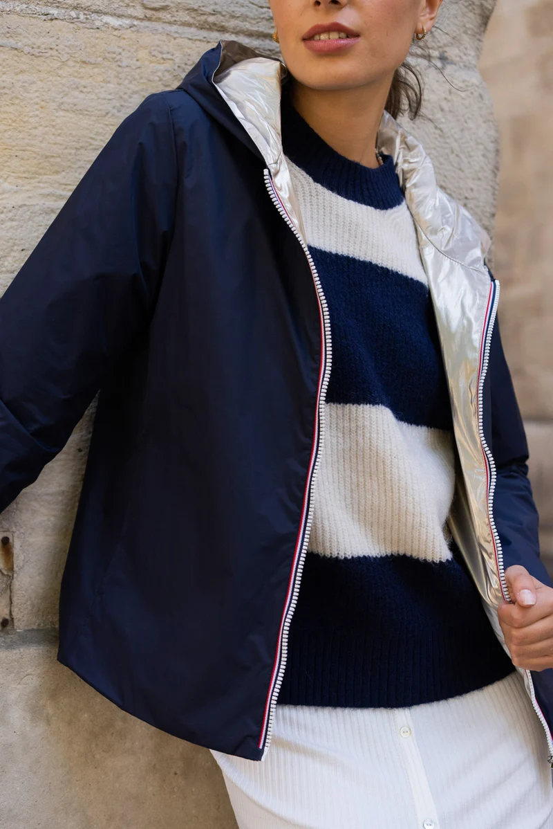 Imperméable réversible court