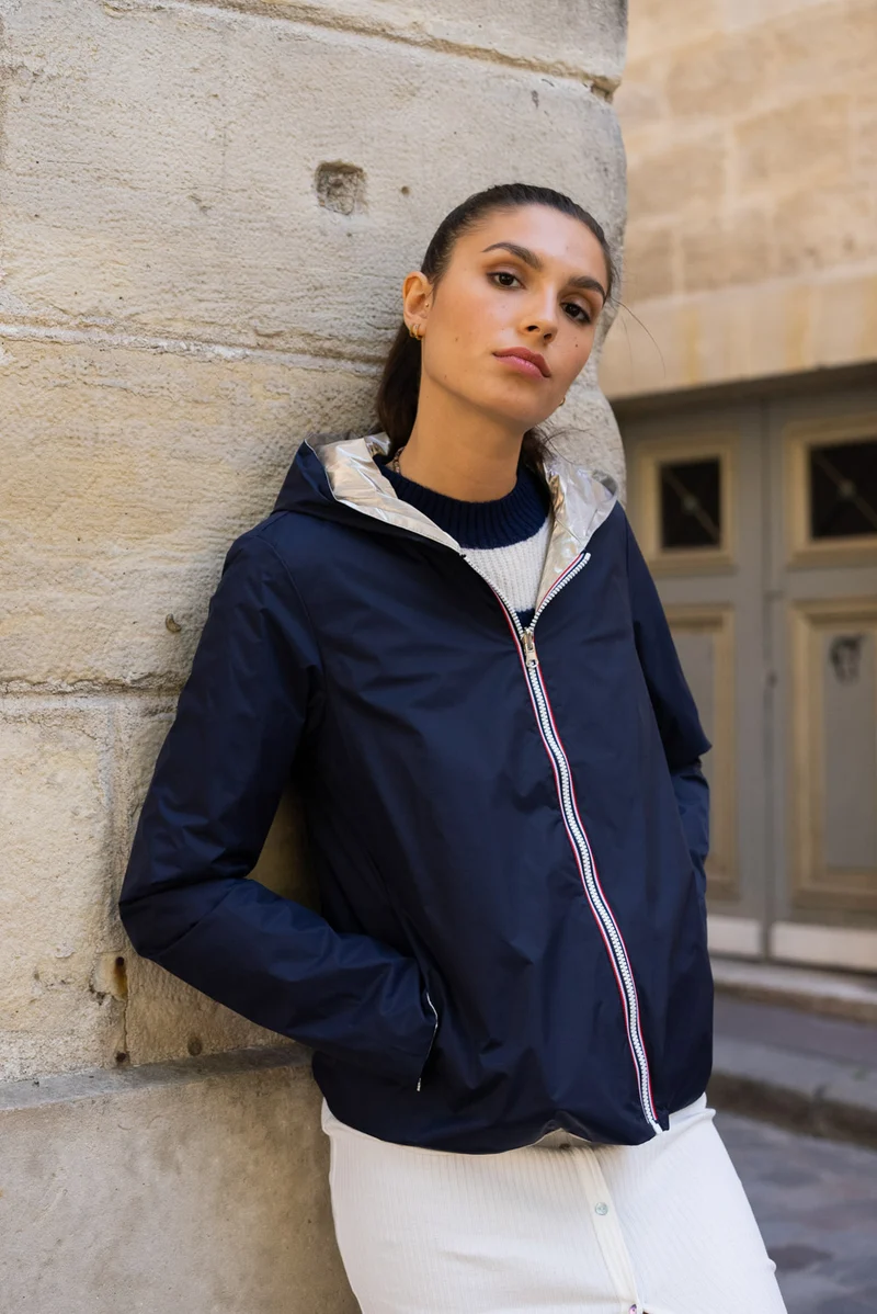 Imperméable réversible court
