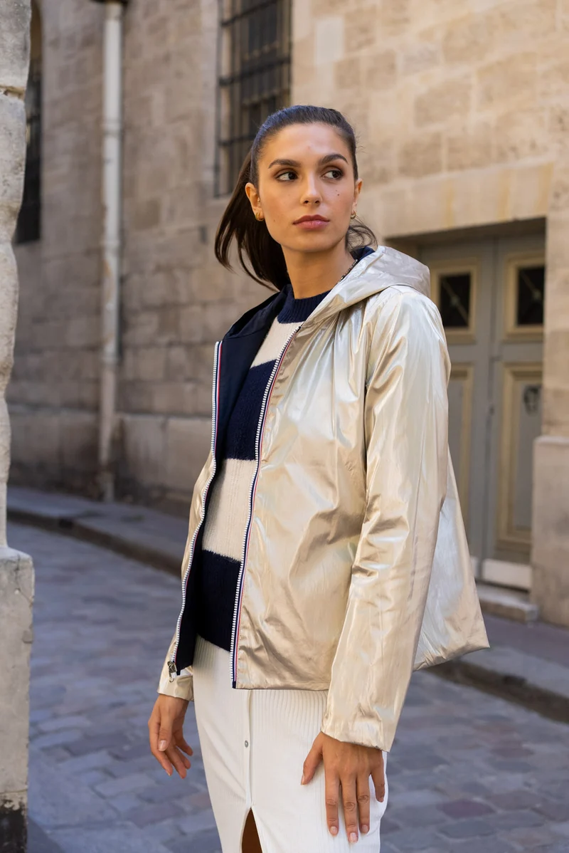 Imperméable réversible court