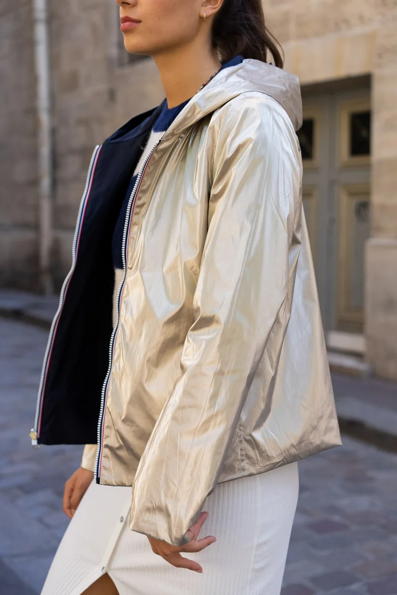 Imperméable réversible court