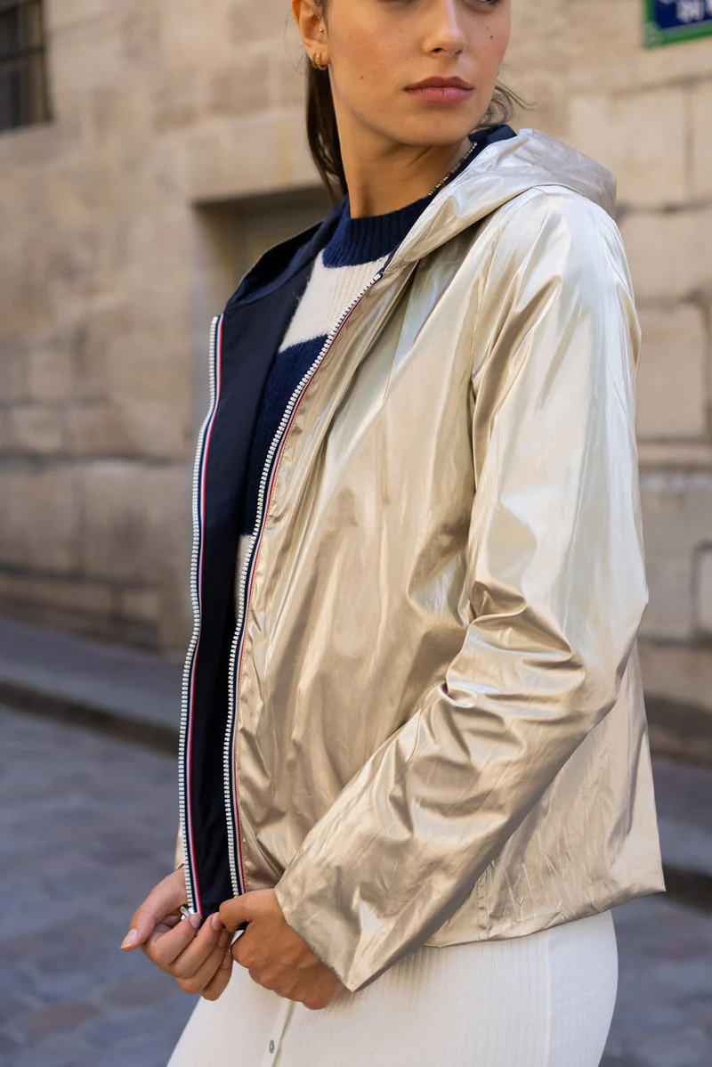 Imperméable réversible court