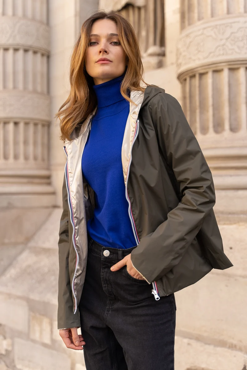 Imperméable réversible court