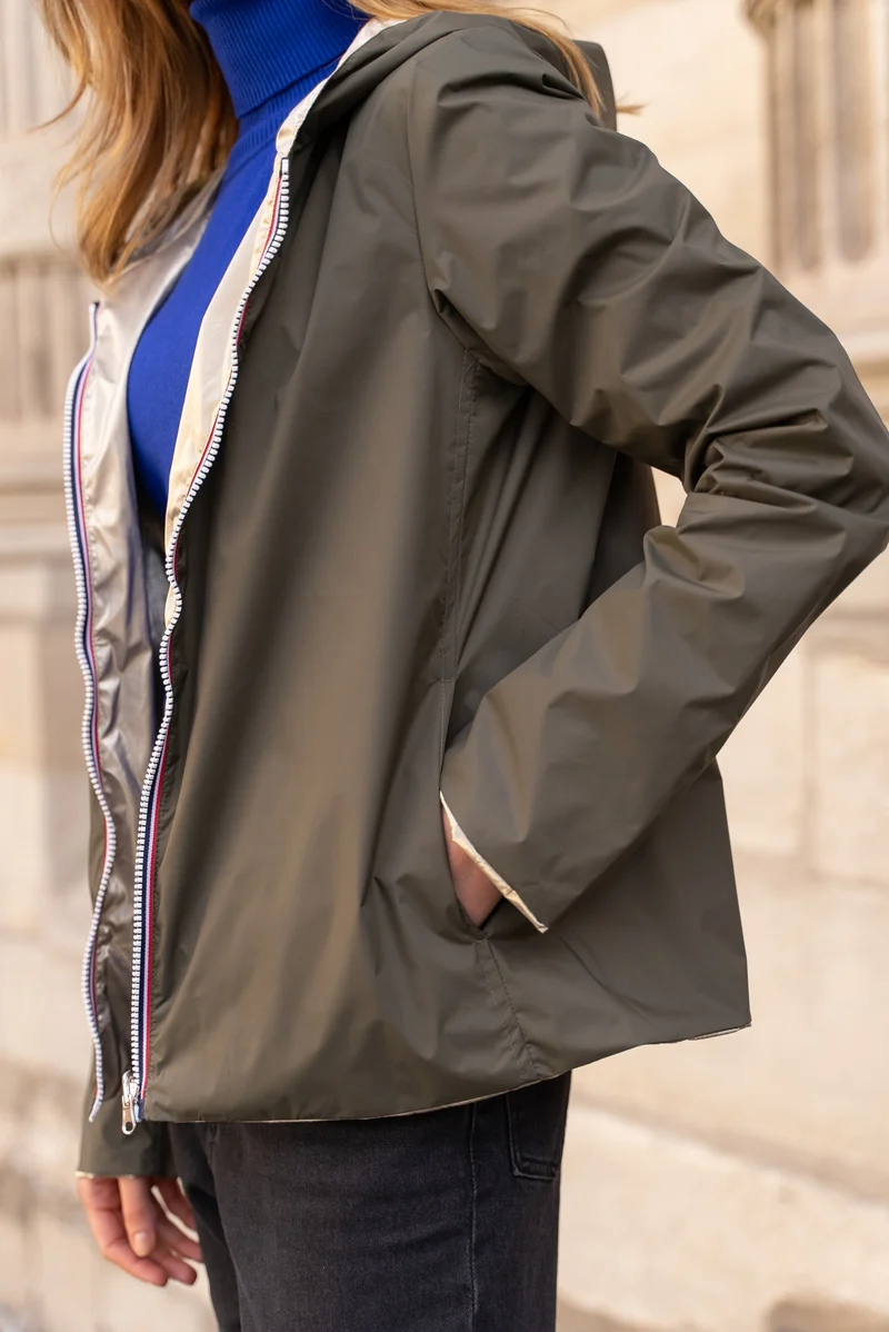 Imperméable réversible court