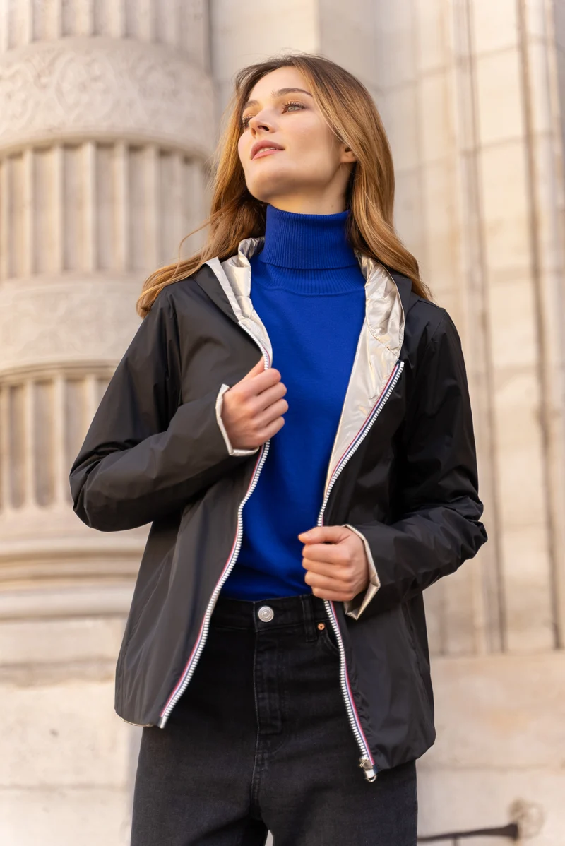 Imperméable réversible court