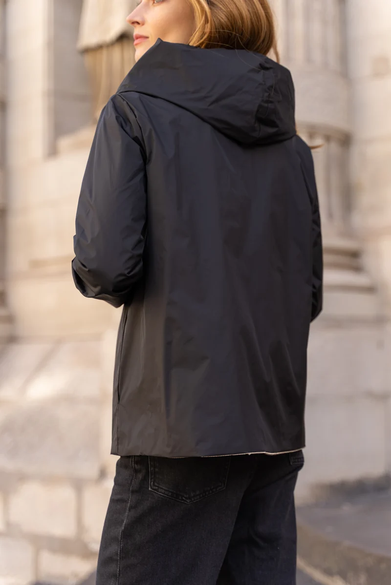 Imperméable réversible court