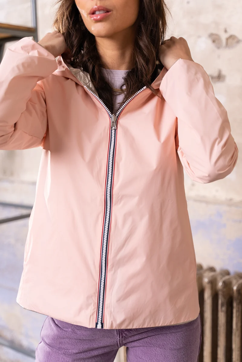 Imperméable réversible court
