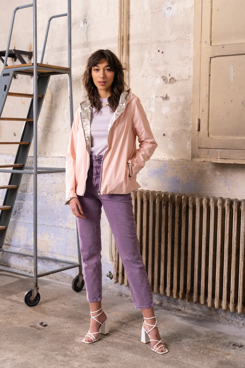 Imperméable réversible court