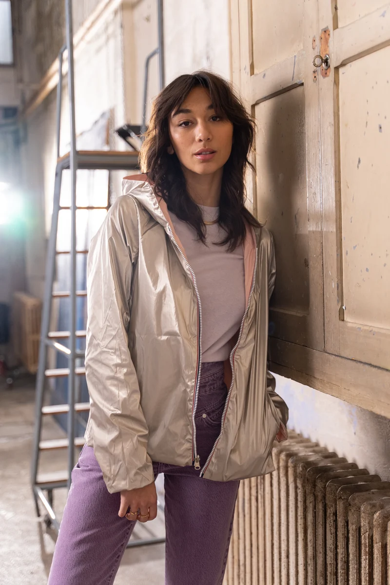 Imperméable réversible court