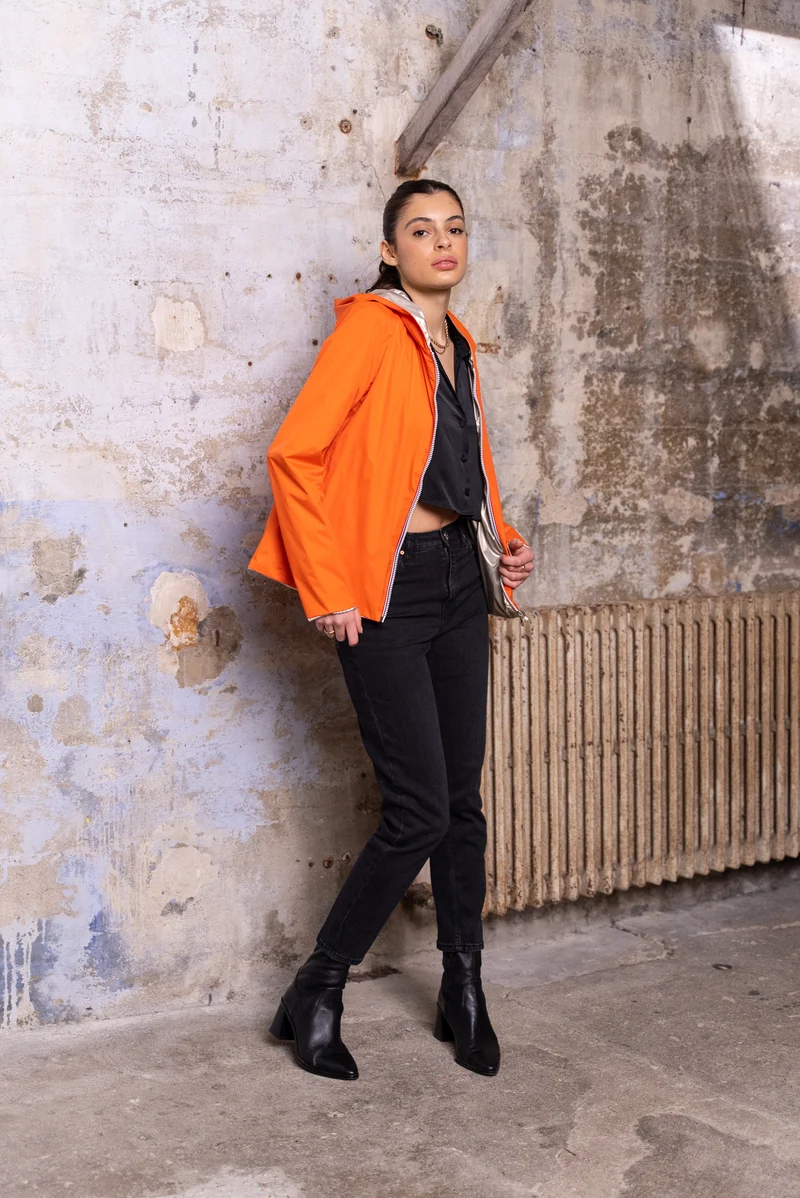 Imperméable réversible court