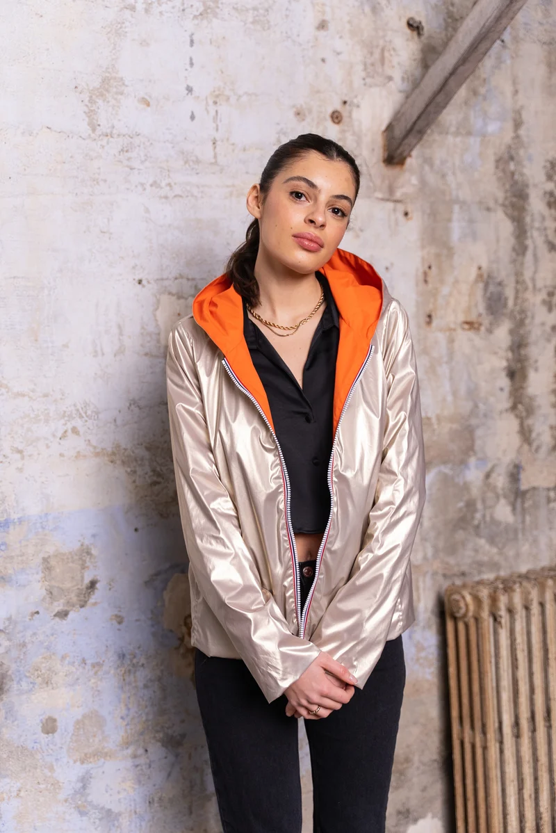 Imperméable réversible court