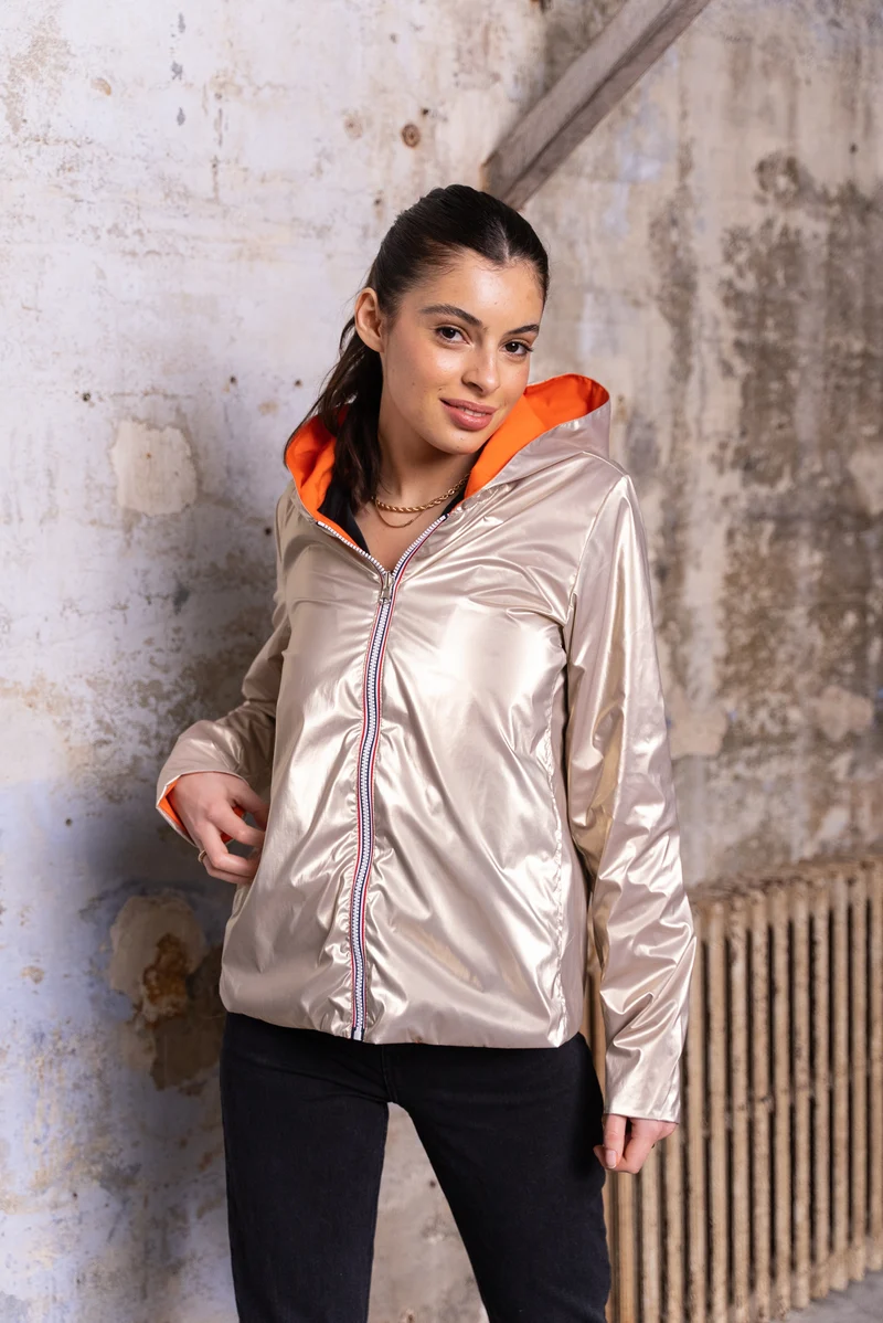Imperméable réversible court