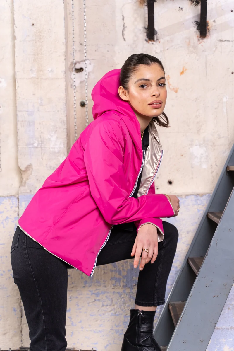 Imperméable réversible court