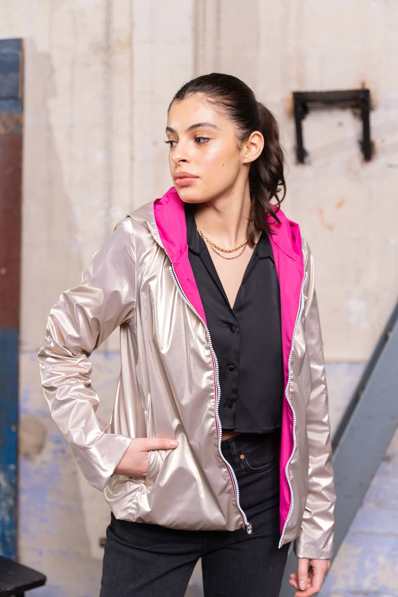 Imperméable réversible court