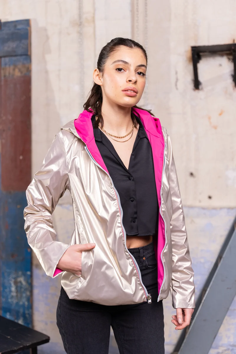 Imperméable réversible court