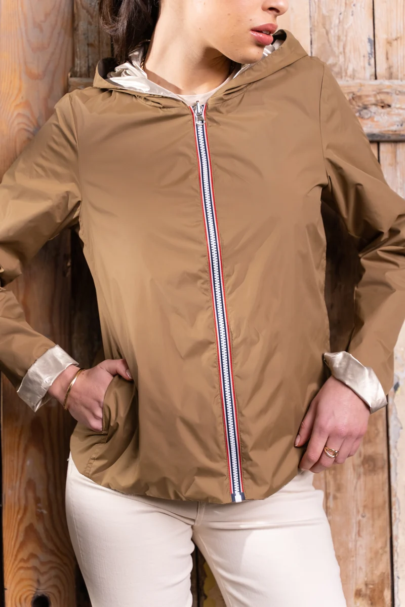 Imperméable réversible court