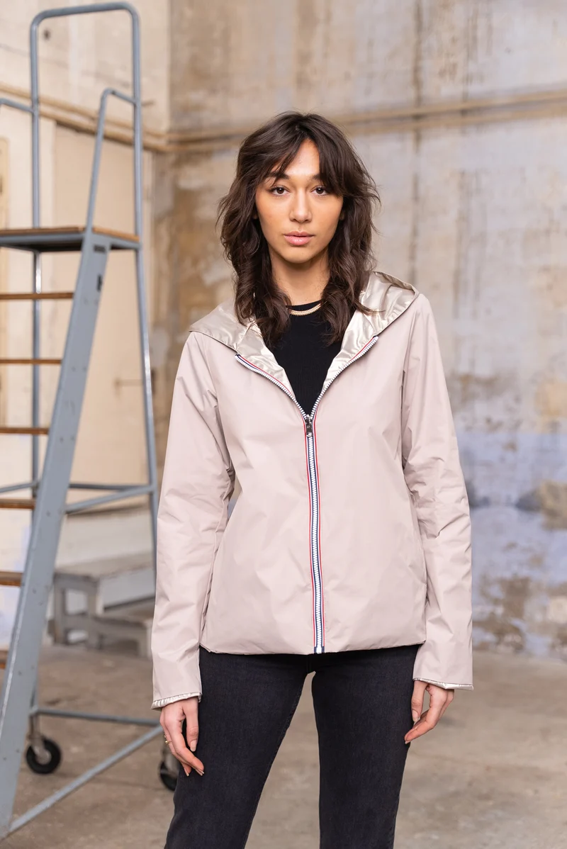 Imperméable réversible court