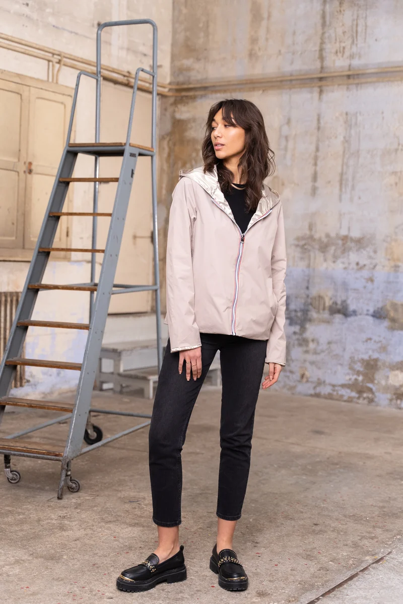 Imperméable réversible court