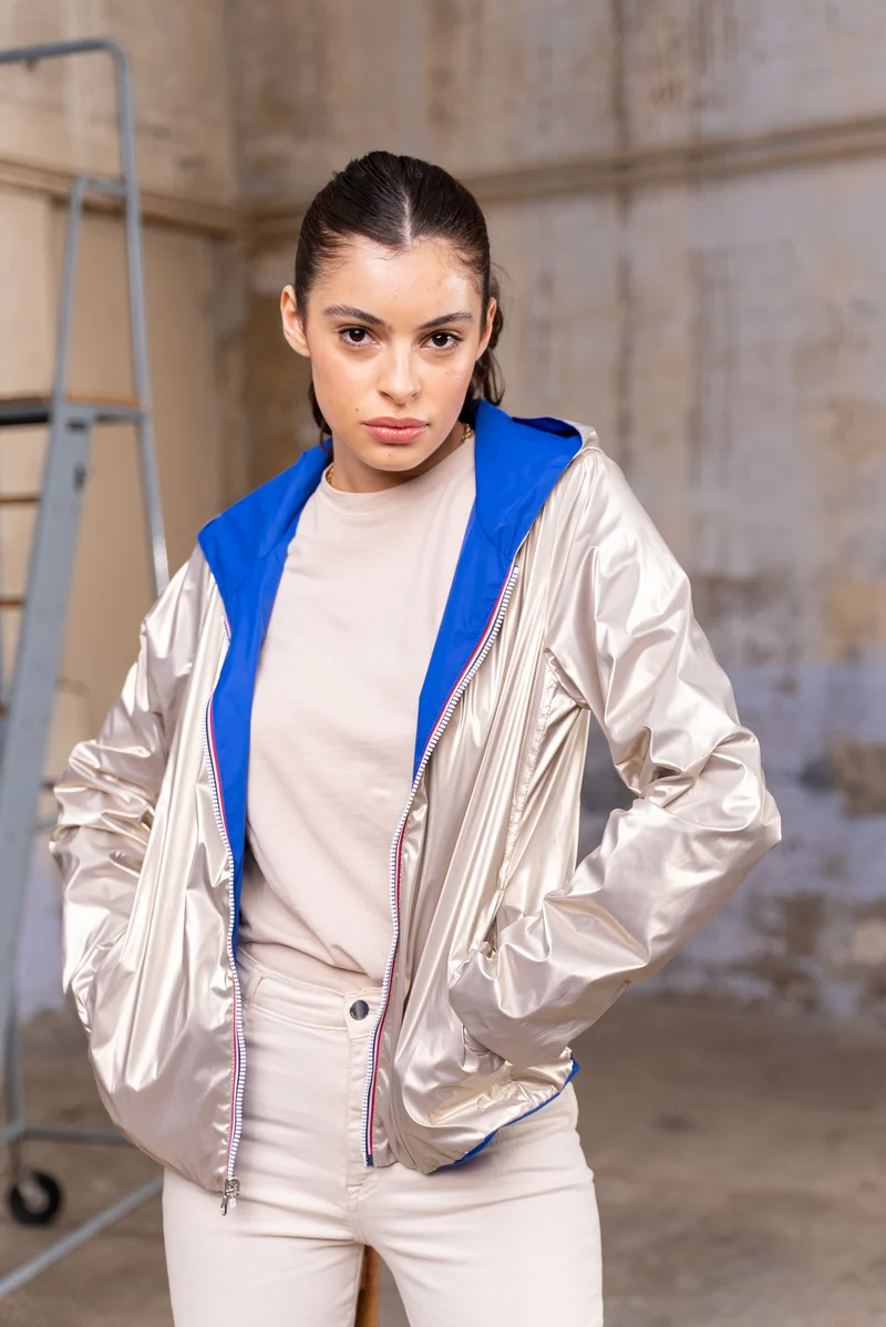 Imperméable réversible court