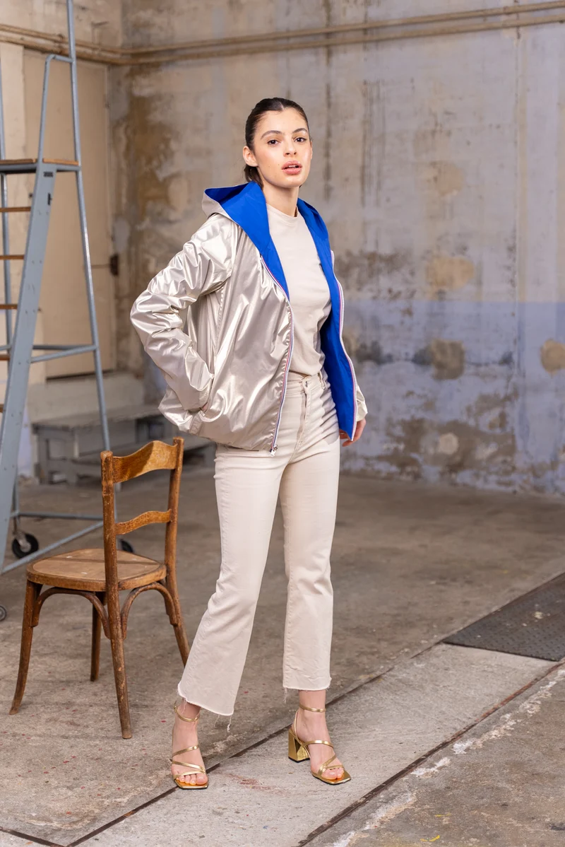 Imperméable réversible court