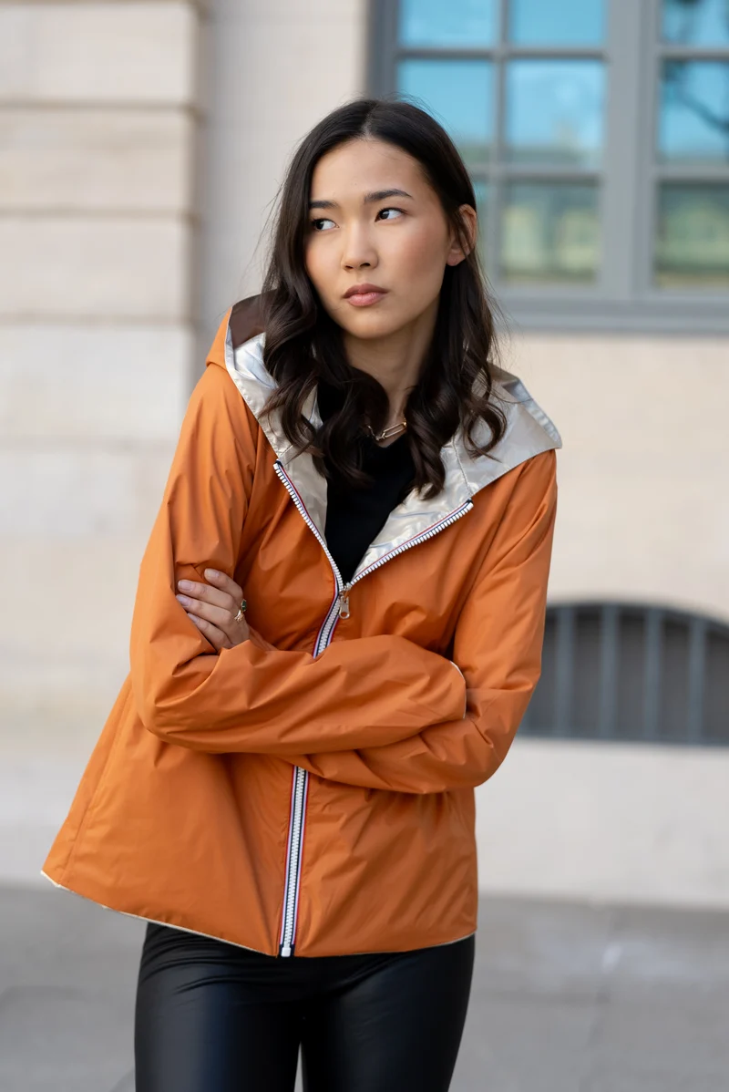 Imperméable réversible court