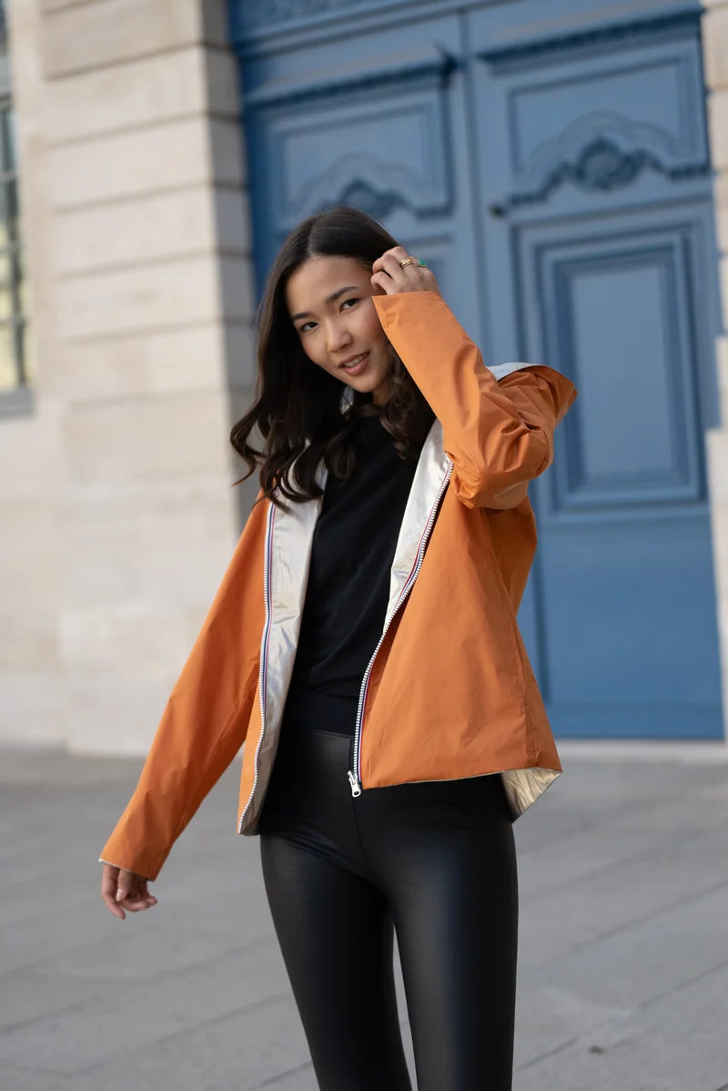 Imperméable réversible court